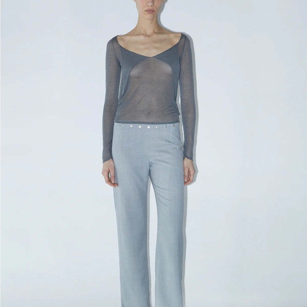 Paloma Wool Sheer Gray Blouse
